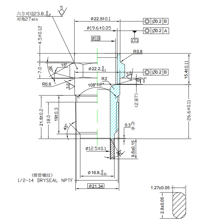 工業(yè)火花塞殼體結(jié)構(gòu)圖紙